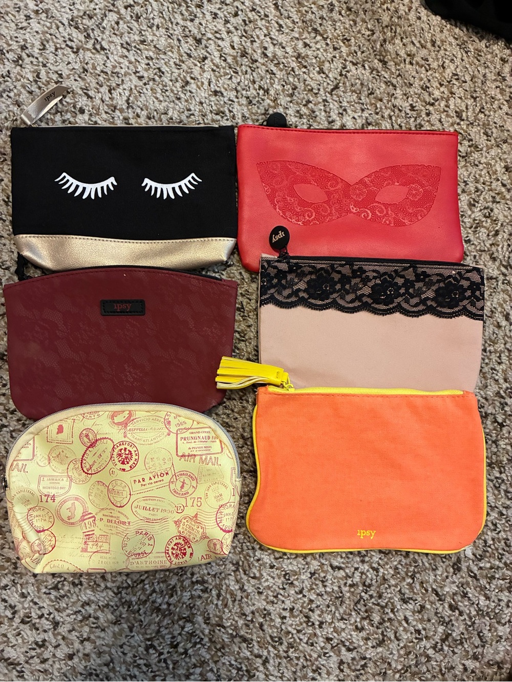 New 6 vintage Ipsy cosmetic make up bags
